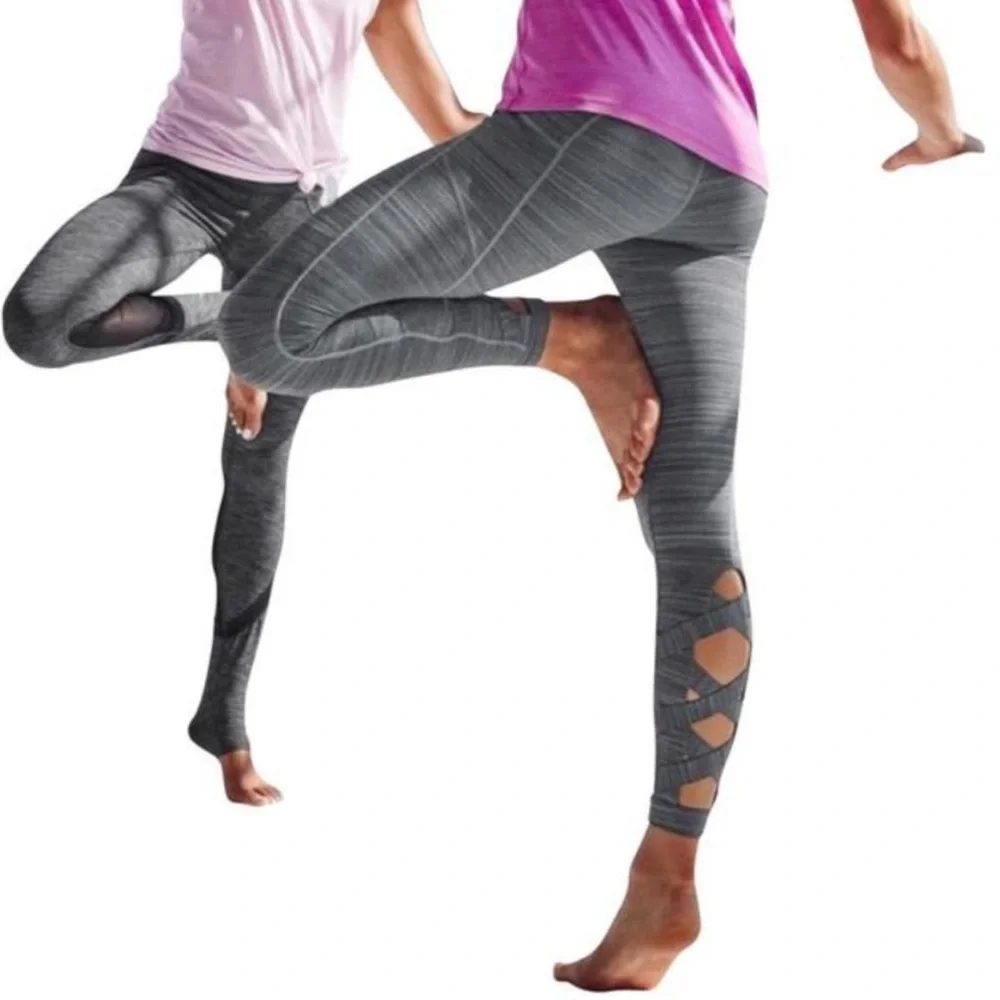 •ATHLETA•‎ Gray Chatarunga High Rise Criss Cross Leggings Yoga Size XS